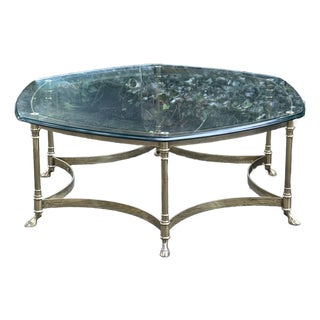 Vintage LaBarge Regency Hexagonal Brass Coffee Table For Sale