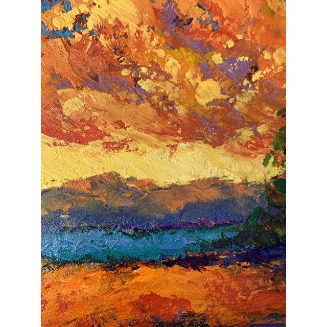 Orange Oil Painting Windy Evening v. Zadorozhnya For Sale - Image 8 of 12