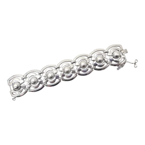 Vintage 1950s Signed Monet Modernist Rhodium Plated Bracelet