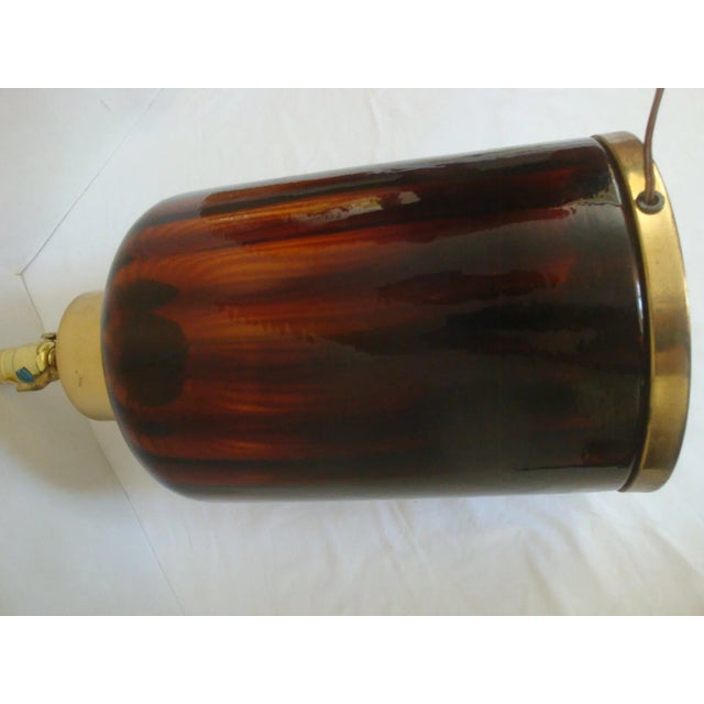 1970s Italian Tortoiseshell Glass and Brass Table Lamp For Sale In Richmond - Image 6 of 8