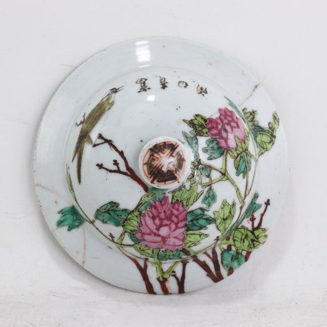 White Antique Chinese Famille Rose Porcelain Ginger Jar With Lotus Pond and Water Lily Motif For Sale - Image 8 of 17