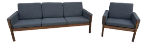 1960’s Hans J Wegner Model Ap/62 Brazilian Rosewood Upholstered Sofa and Lounge Chair Set Designed for Stolen of Denmark.