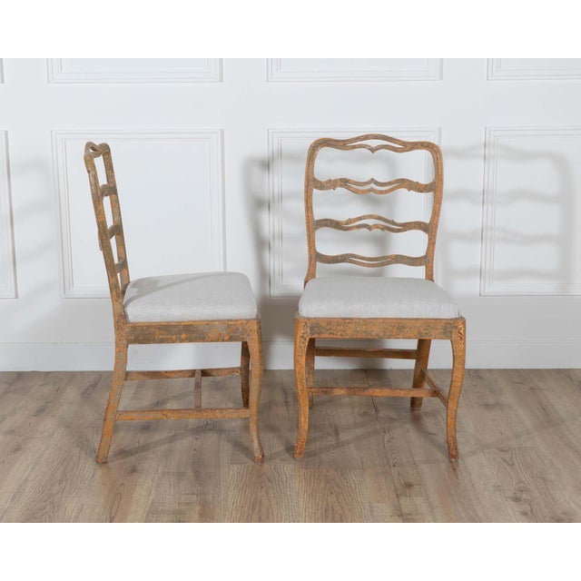 A pair of slender Gustavian chairs with smiling details Circa 1780 For Sale - Image 9 of 14