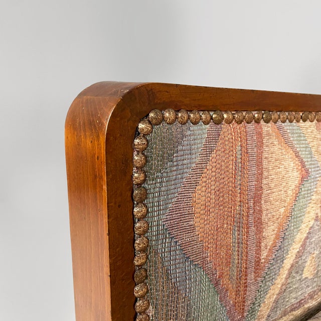 Art Deco Italian Sofa in Fabric with Geometric Pattern and Wood, 1930s For Sale - Image 10 of 16