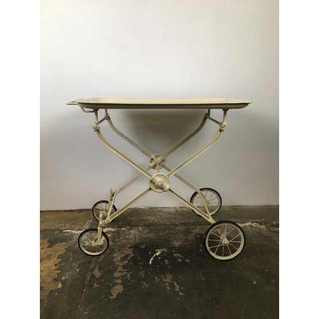 Art Deco Antique Industrial Folding Bar Tea Cart Hospital Hotel For Sale - Image 3 of 12