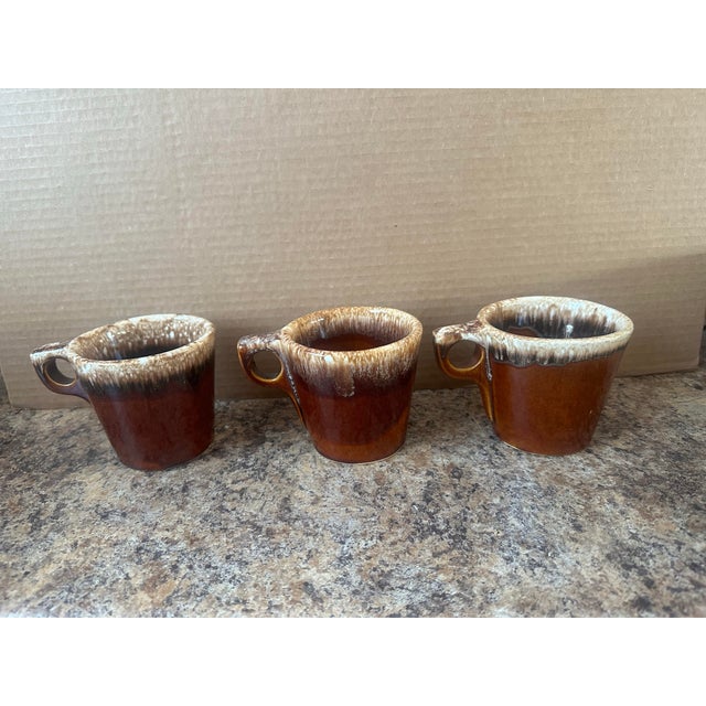 Mid 20th Century Vintage Brown Drip-Glaze Stoneware Coffee Mugs – Set of 5 For Sale - Image 5 of 6