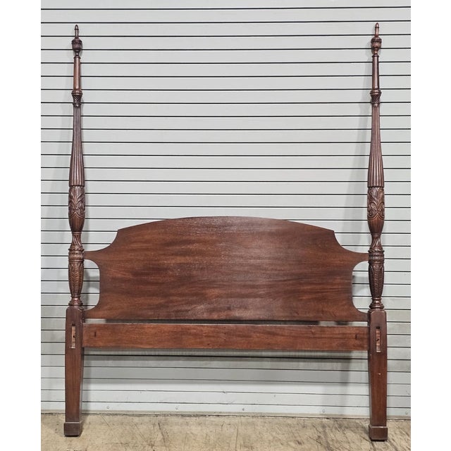 Late 20th Century Mahogany Queen Size Four Post Carved Rice Bed Made Attributed to Henkel Harris For Sale In Cleveland - Image 6 of 11