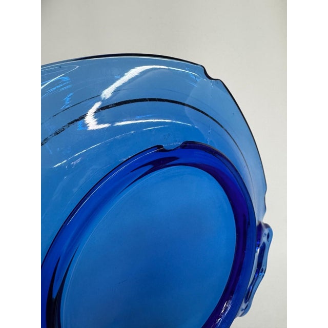 Early 20th Century Le Smith Mount Pleasant Cobalt Blue Glass Plates With Handles Set of Five For Sale - Image 16 of 18