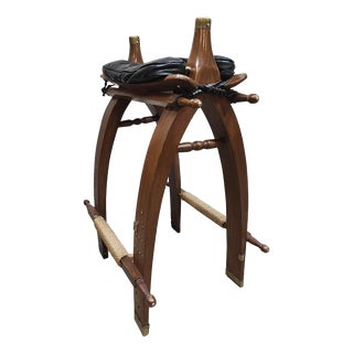 Vintage Brutalist Egyptian Camel Saddle Bar Stools, 1940s, Set of 5 For Sale