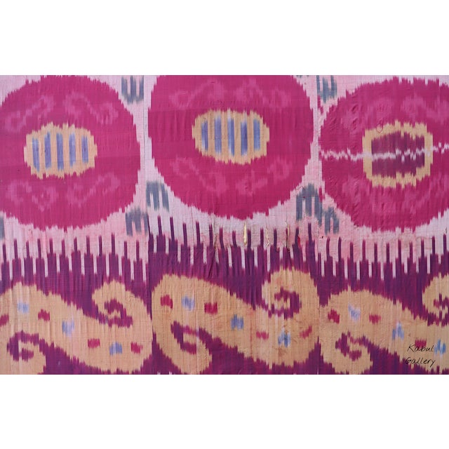 Antiqu Uzbek Silk Ikat Wall Hanging, 1920s For Sale - Image 16 of 18