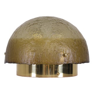 Glass and Brass Mushroom Lamp, 1970s For Sale