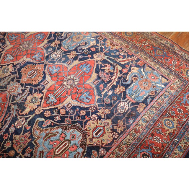 Antique Zabihi Collection Large Scale Worn Persian Bidjar Rug - 9'5" x 12'7" For Sale - Image 11 of 12