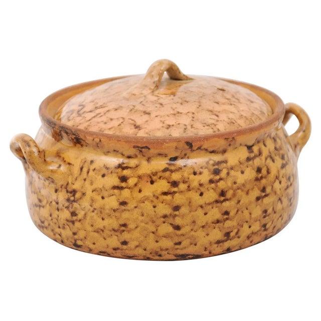 French 19th Century Pottery Covered Baking Dish with Brown Blotched Glaze For Sale - Image 12 of 12