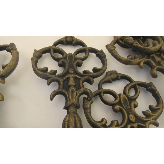 Late 20th Century Vintage Bronze Medieval Cast Metal Finials Curtain Drapery Decoration - Set of 6 For Sale - Image 5 of 5