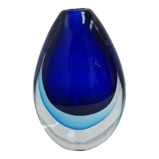 Luciano Gaspari (1913-2007) for Salviati Glass Company Blue Art Vase For Sale
