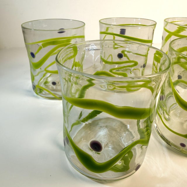 Set of 5 Peàn Doubulyu “Wavie” Hand‑Blown Art Glass Tumblers, 1995–1996 For Sale - Image 4 of 7