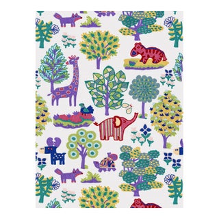 The House of Scalamandré Nursery Crewel Fabric, Pastels For Sale