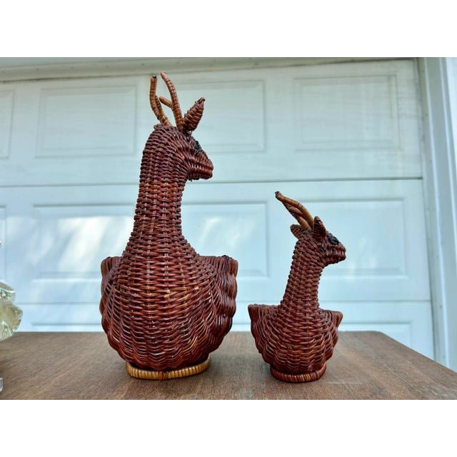 Vintage Wicker Deer/Reindeer Nesting Baskets- A Pair For Sale - Image 4 of 8