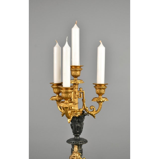 Napoleon III Decorative Gilt and Slate Candelabra For Sale - Image 4 of 14