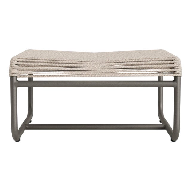 Brown Jordan Walter Lamb Aluminum Ottoman, Mica frame with Pebble fabric For Sale