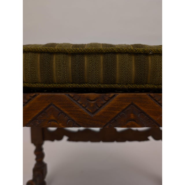 Mid 19th Century Antique Carved Walnut Stool For Sale - Image 5 of 9