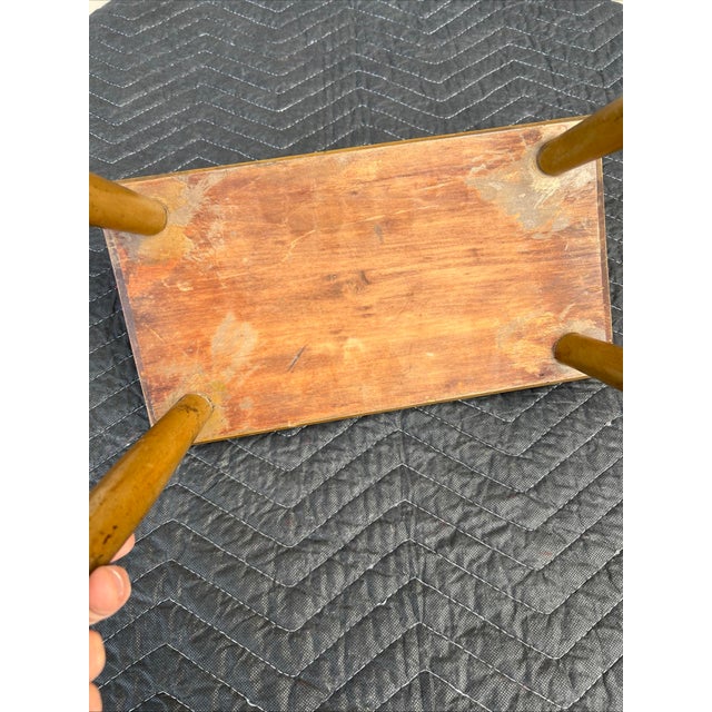 Antique Pennsylvania Folk Art Paint Decorated Plank Seat Footstool 1850’s For Sale - Image 10 of 12