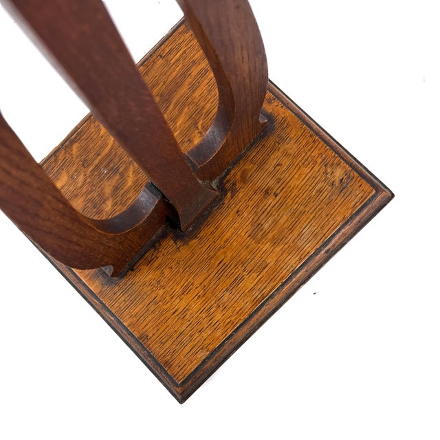 Antique 1900s Arts and Crafts Quartersawn Oak Double-Sided Duet Music Stand W/ Lyre Shaped Pedestal For Sale - Image 16 of 18