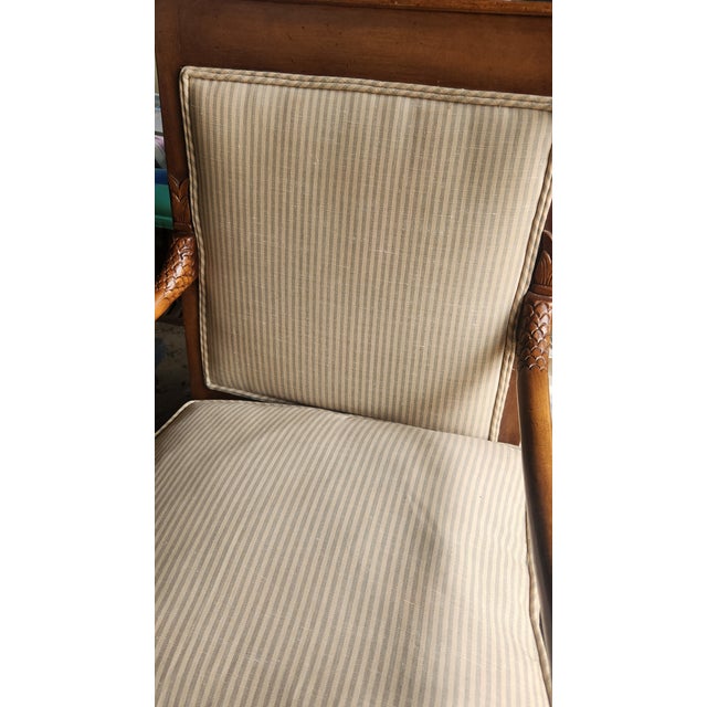 Pair of Vintage French Empire Style Dolphin Carved Walnut Armchairs With Down Cushions For Sale - Image 14 of 18