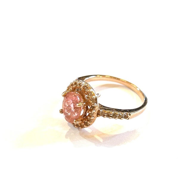 Bochic "Orient" Vintage Pink Tourmaline & Topaz Vintage Cluster Ring 18K & Silver For Sale - Image 17 of 18