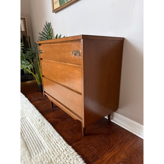 Mid 20th Century Vintage Mid Century Modern Walnut 3 Drawer Dresser in the Style of Stanley For Sale - Image 5 of 12