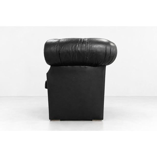 Black Vintage Chesterfield Black Leather Sofa, 1980s For Sale - Image 8 of 11