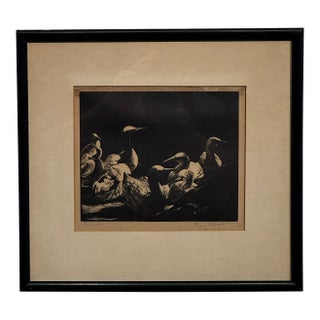 Mid 20th Century Kay Peterson Signed “Gannets” Original Lithograph, Framed For Sale