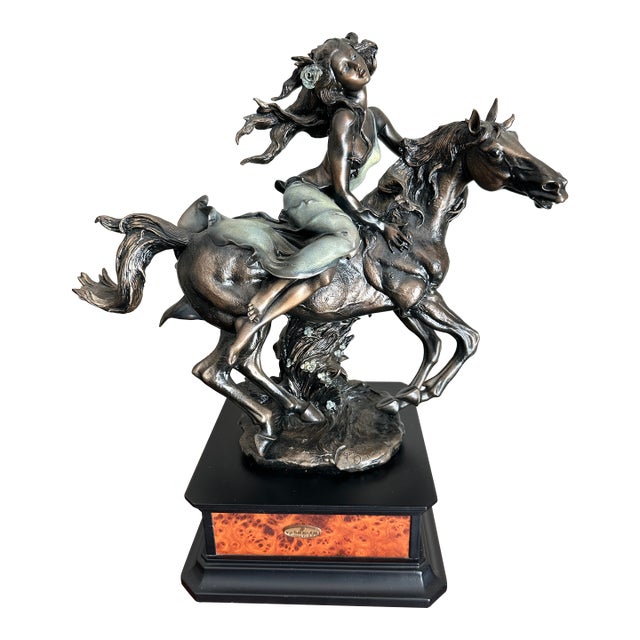Vintage 1992 Florence Giuseppe Armani "Liberty" Free Spirit Lady on a Horse in Bronze For Sale