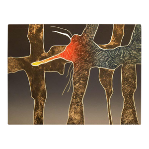 1980s Peter Keefer "Moon Figure Xliv" Signed Numbered Fine Art Collagraph Abstract Art, Framed