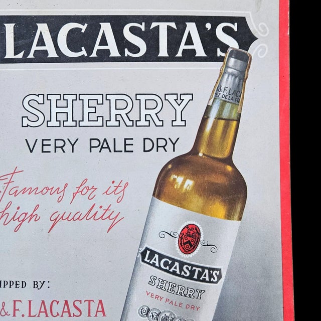 Advertising Cardboard from Lacastas Sherry, 1920s, in Very Good conditions. Designed 1920 to 1949