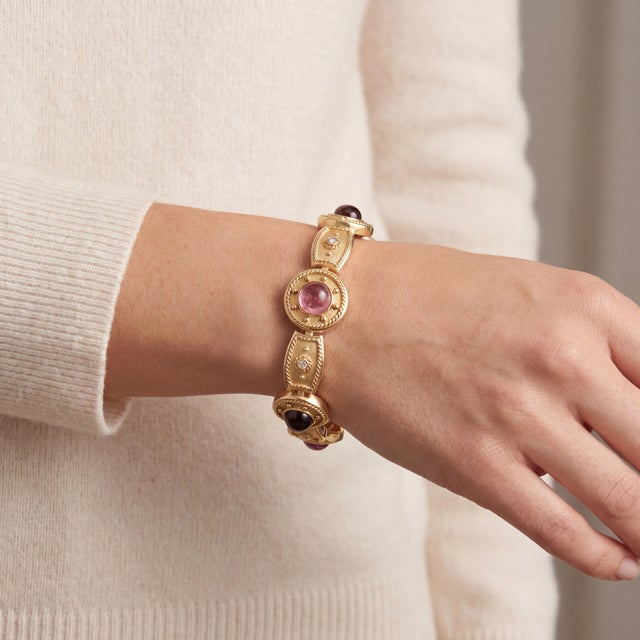 Late 20th Century Late 20th Century Byzantine Style Multi-Colored Gemstone Link Bracelet For Sale - Image 5 of 5