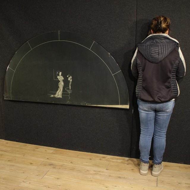 20th Century Italian Half-Moon Mirror, 1950s For Sale - Image 4 of 11