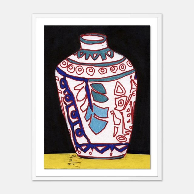 Contemporary White Vase by Jelly Chen in White Framed Paper, Small Art Print For Sale - Image 3 of 3