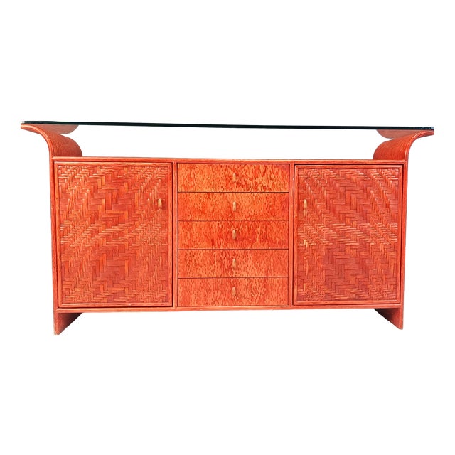 Vintage Rattan Sideboard, 1970s For Sale