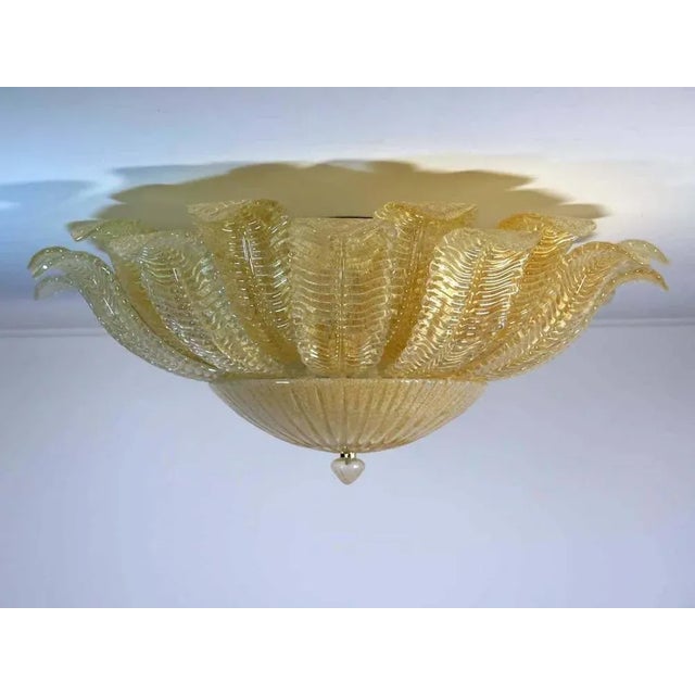 Large Ceiling Leaves Pendants in the style of Barovier & Toso, 1980s, Set of 2 For Sale - Image 3 of 14