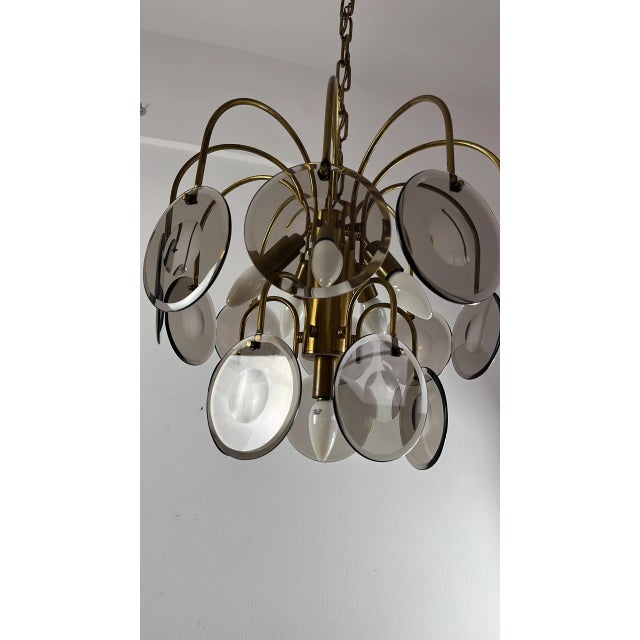 Murano Glass and Brass Chandelier by Vistosi, 1970s For Sale - Image 11 of 12
