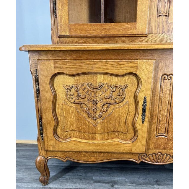 Wood Vintage French Louis XVI Style Oak Display Bookcase For Sale - Image 7 of 12