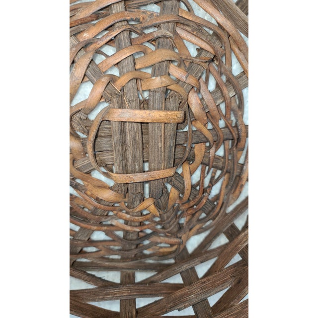 Vintage Rattan Basket Hand Made Split Cane Late 20th Century For Sale - Image 9 of 12