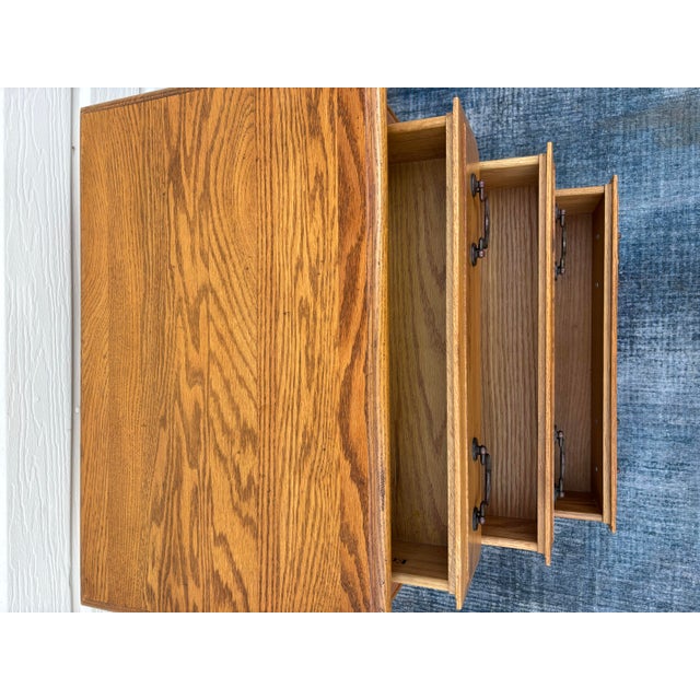 Vintage Ethan Allen 3-Drawer Solid Oak Accent Chest or Nightstand For Sale - Image 9 of 9