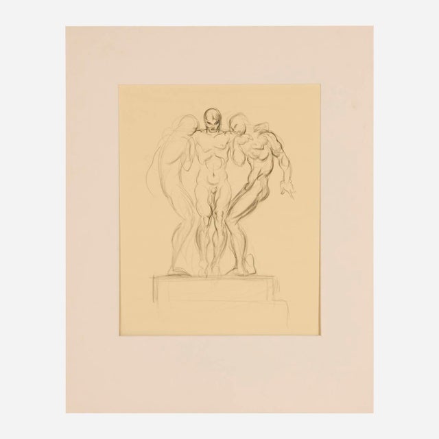 Donald De Lue (American, 1897–1988) Three Male Figures, c. 1935 Medium: Charcoal on Cream Paper Date: c. 1935 Dimensions:...