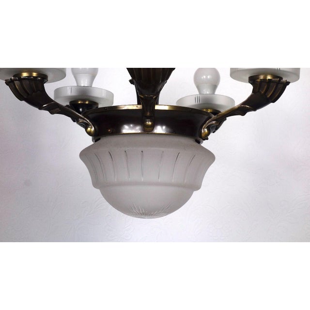 Antique French Brass and Glass 6-Light Chandelier, 1890s, in Very Good conditions. Designed 1890 to 1919 I have official...
