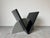 Mid-Century Modern 1980’s Postmodern Geometric v-Form Sculptural Black Lacquered Wood Dining Table Base For Sale - Image 3 of 12