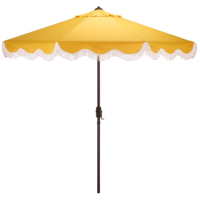 Torsa 9 Ft Crank Umbrella, Yellow/Brown Pole For Sale - Image 9 of 9