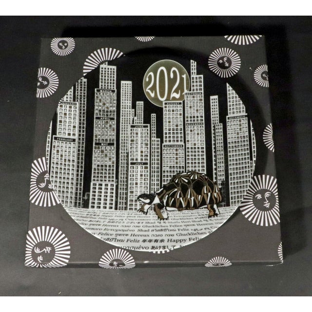 Early 21st Century Fornasetti Atelier Ceramic Calendar Plate for 2021- Skyscrapers With Original Box For Sale - Image 5 of 11