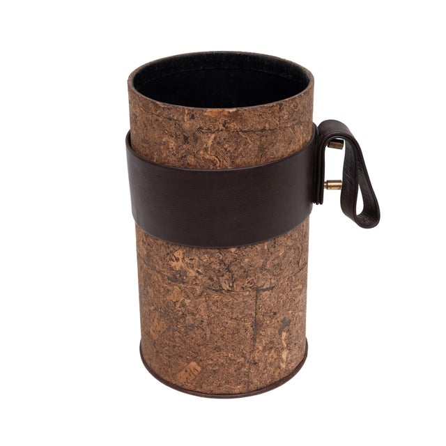 Mid-Century Modern Cork and Leather Umbrella Stands, France, 1970s For Sale - Image 3 of 10